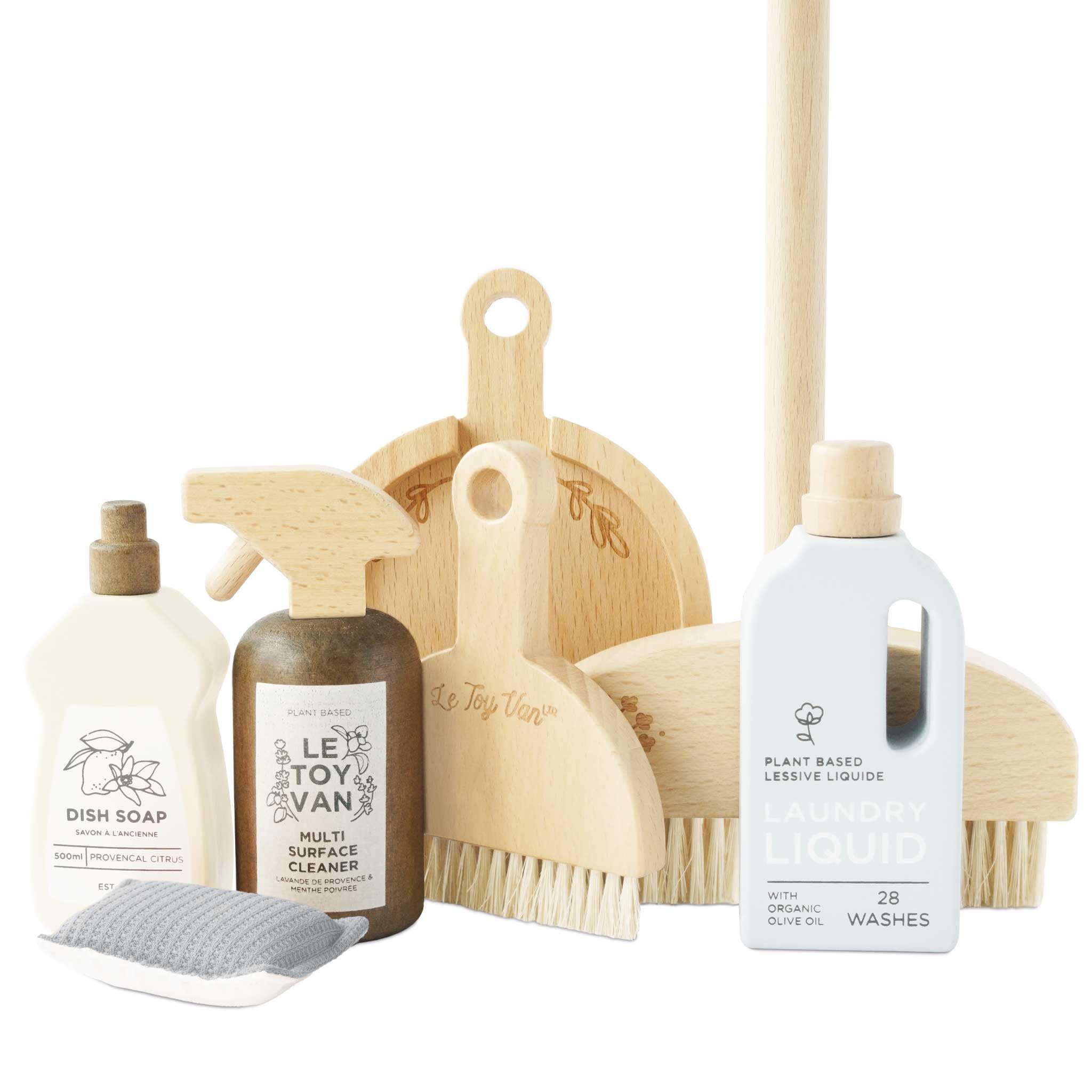 Le Toy Van - Wooden Eco-friendly Cleaning Set | 7 Piece Childs Role Play set - Suitable for Ages 3+ years