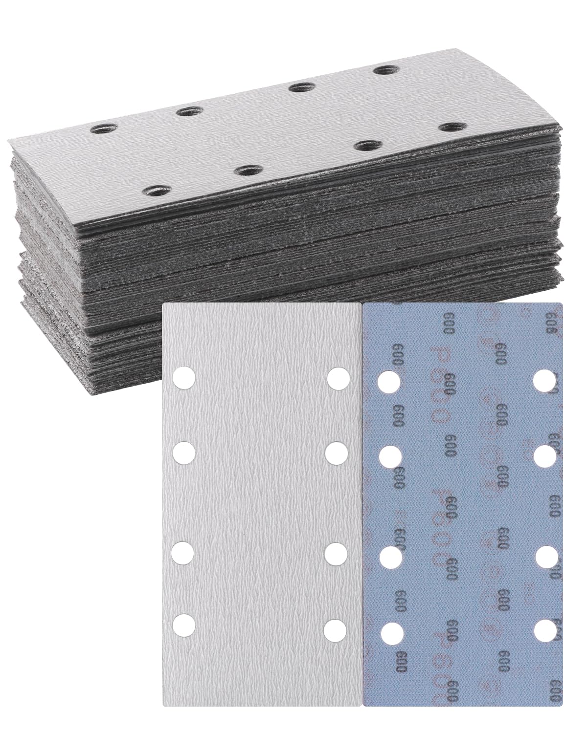 HWXINIE サンディングペーパー 93X185mm マジック式 #600番 30枚入 電動サンダー用ペーパー オービタル サンダー ペーパー 角サンドペーパー 吸塵8穴付 白 四角 塗装仕上げのサンディング 金属磨き 木工DIY作業に 詰まり防止紙やすり の商品画像