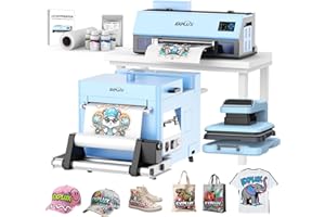 EXPLUX A3 DTF Printer,XP600 Turbo Printhead, 2X Faster Output, Anti-Clog Design + Low-Ink Warning+LED Multi-Function Display,Multi-Material Compatible,Gift Ink 2 Year (Printer+Powder Shaker+Heat Press)