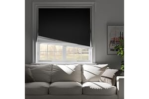 NIGHTON 100% Blackout Curtains for Bedroom, No Drill Blackout Blinds with Upgraded Hook and Loop Tape, Portable Blackout Curtains for Window Cover Baby Nursery,Travel,RV- 1 Panel Black 48'' W x 64" L