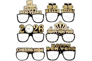 Zeptrix 2026 Glasses New Years Eve,12Pcs Happy New Year Decorations 2026 New Years Eve Party Supplies Happy New Year Eve Glasses NYE Party Favors 2026 Dress up Eyewear Props Adults Party Accessories