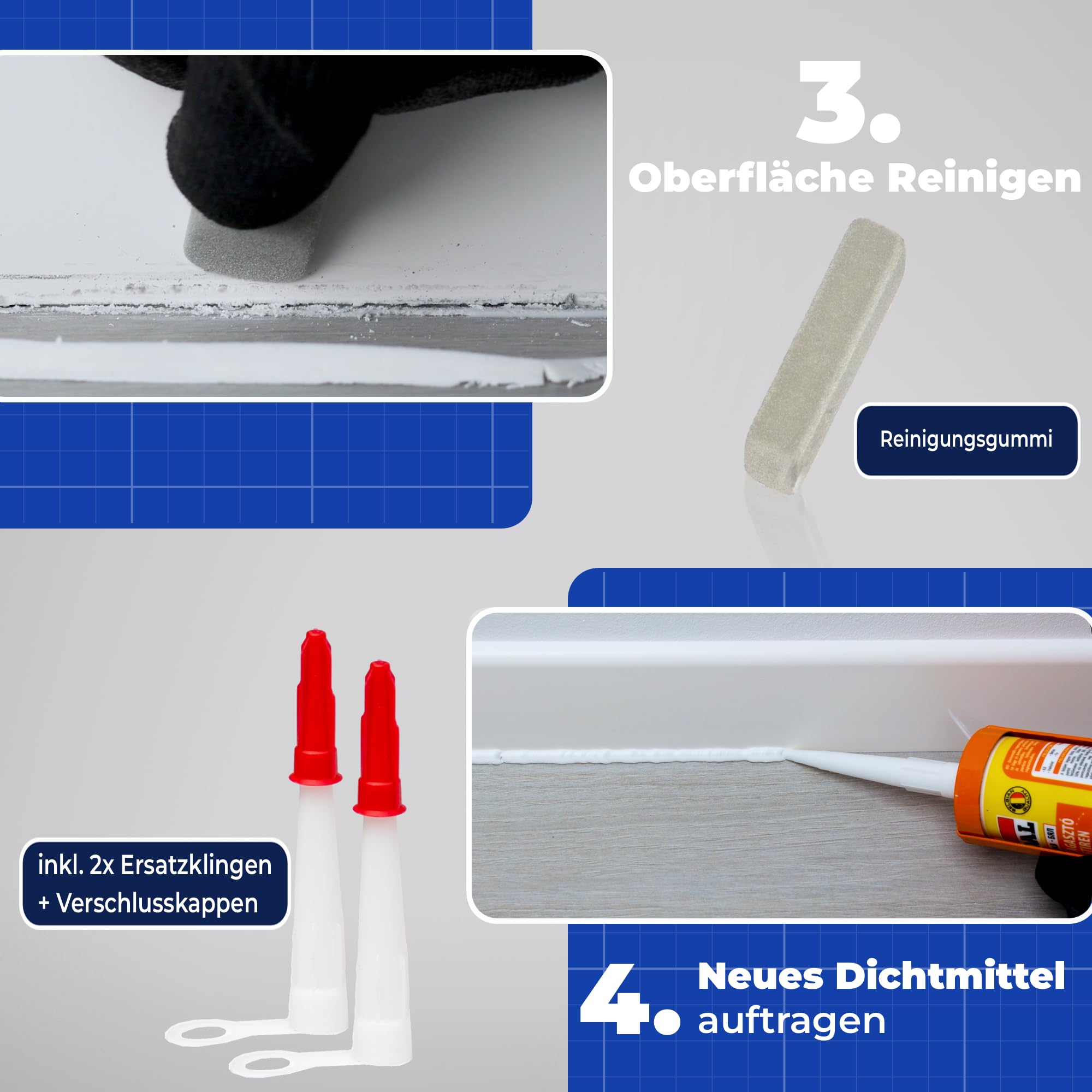 Lascano® Silikonentferner Set 27-teilig, Werkzeug zur Entfernung von Silikonfugen – Inkl. Spezialschaber, Fugenmesser, Fugenglätter, Ersatzklingen & Zubehör 5