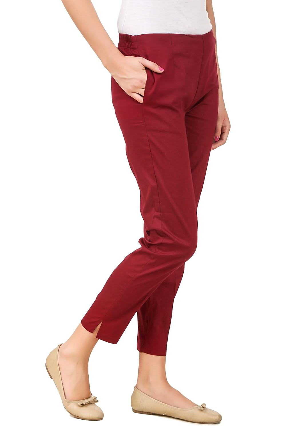 q-rious women's cotton lycra trousers/pants/chinos (pack of 2)