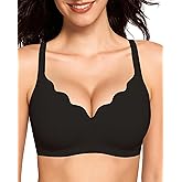 OXYIBRAS Smooth V Jelly Bras for Women No Underwire Seamless Plunge Bralettes T Shirt Sleep Everyday Bra with Bra Extender