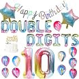 Kaoenla "Out Single Digits I'm 10" Cake Topper – Glitzer-Ziffer 10 Zum 10. Geburtstag (Gold)