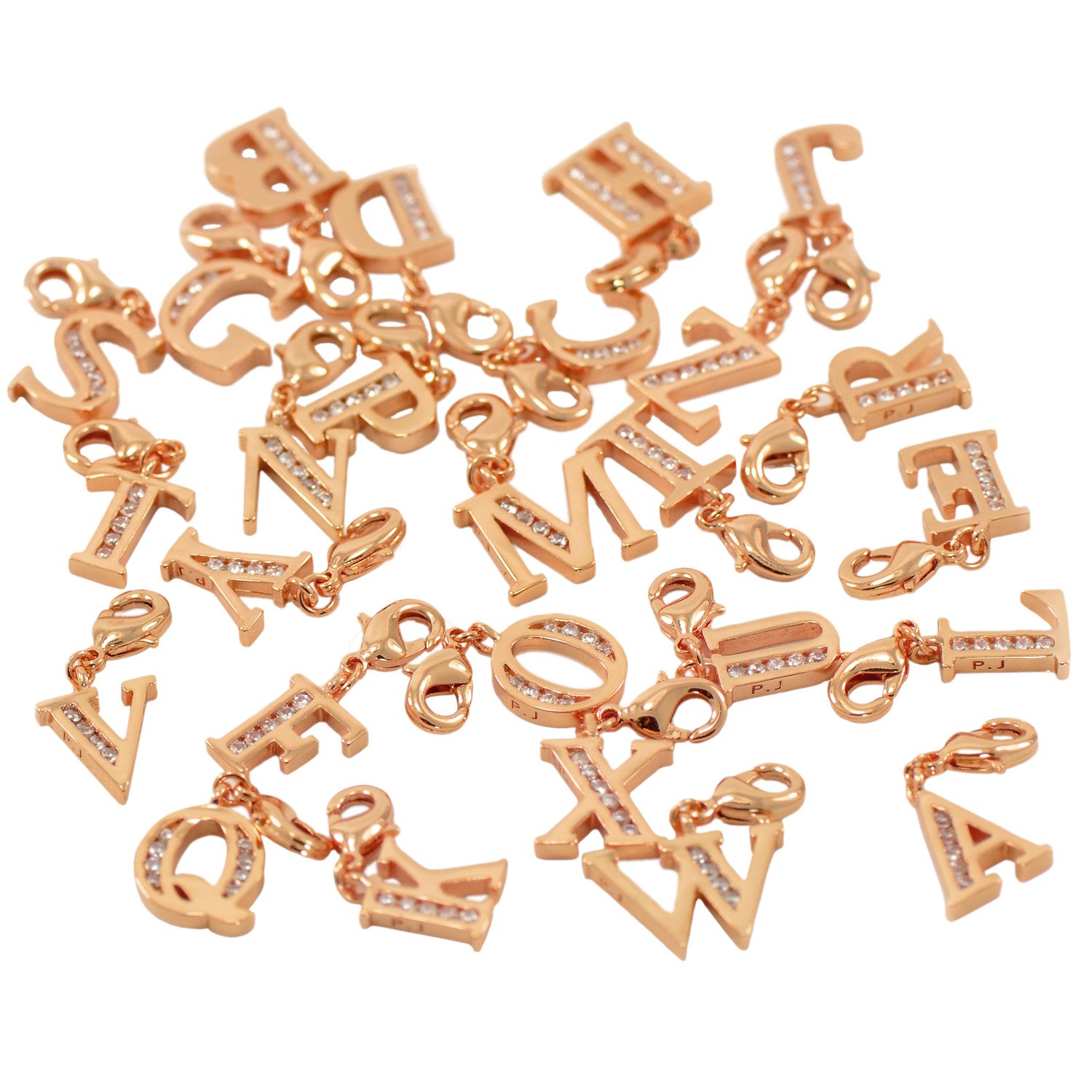 Clasp Lobster Clip Plating Gold White P, Letter Zirconia Cubic Dangle