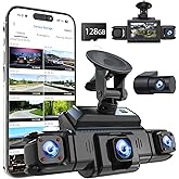 360 View 4 Channel Dash Cam Front and Rear Left Right Inside Camera for Cars, GPS and 5G Band WiFi, Night Vision, 160 Wide Angle, WDR, 24H Parking Mode, Supercapacitor, Included 128GB Card