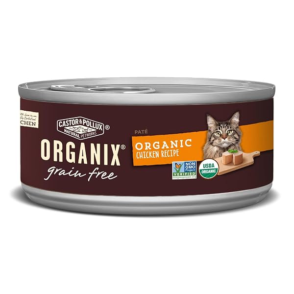 CASTOR & POLLUX ORGANIX GRAIN FREE CHICKEN PATE WET CANNED CAT FOOD, 5.5 OZ., CASE OF 24