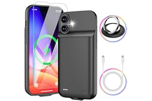 HEEFROLE Battery Case for iPhone 16 - Slim Charging Case, Dual 15W Fast Charging- Enhanced 8600mAh Rechargeable Case Priority Charging Anti-Scratch Premium Protective Battery Charger Case for iPhone 16 (6.1")