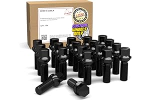 Wheel Accessories Parts 20 Pcs M14 x 1.5 Ball Seat Lug Bolt 17mm Hex 33mm Thread Length Black Finish Fits Mercedes-Benz CL-Class G-Class ML-Class S-Class S-Class AMG SL-Class