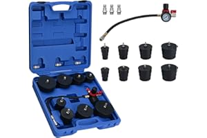 Handor Turbo System Leakage Tester Kit with 4 Pairs of Stepped Adapters 1-3/8" to 3-1/2" Leak Down Tester with Pressure Gauge