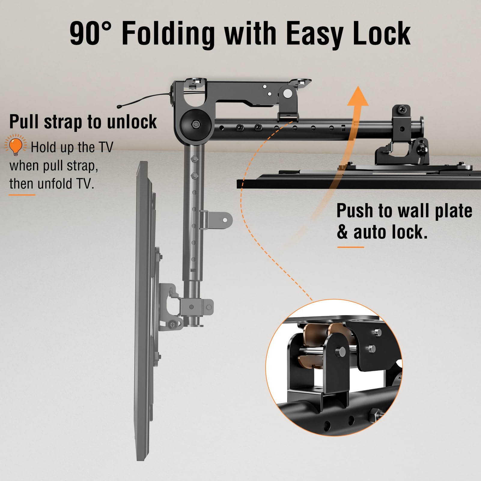 ELIVED Flip Down Ceiling TV Mount for Most 14-40 Inch TVs, Floding TV Mount for Flat and Pitched Roof, Height Adjustable Full Motion tv Bracket 360° Swivel, Max VESA 200x200mm, up to 22 Lbs, YD3030