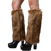WMG Furry Faux Fur Leg Warmers For Women Fur Long Boot Covers Fluffy and Stretchy Leg Warmers For Christmas Cosplay