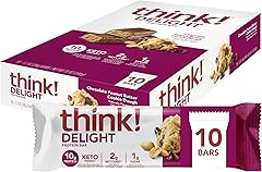 think! Delight, Keto Protein Bars, Healthy Low Carb, Gluten Free Snack - Chocolate Peanut Butter Cookie Dough, 10 Count (Pack