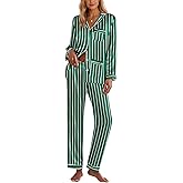 Ekouaer Silk Pajamas for Women Classic Button Down Satin Pajama Sets Long Sleeve Lounge Set
