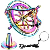 Norme Metal Gyroscope Toy Anti Rotating Desk Gyroscope, Colorful | Kids Boys Girls, rainbow Gyroscope with Stand, Flying Motion Balance Physics Toy, Birthday Gift, Stress Relief Desk Decor