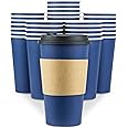Disposable Coffee Cups With Lids - 16 oz To Go Coffee Cups (80 Set) With Sleeves and Tight Lids Prevent Leaks. Paper Hot Cup Holds Shape With Hot, Cold Drinks. Insulated to Protect Fingers from Heat!