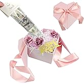 Money Pull Box for Cash Gift, Money Gift Box for Cash Gift Pink Ideas Loving Box Money Roll Gift Box with Card and Ribbon Money Gift Surprise Box Pull for Christmas Birthday Valentine's Day (Pink)