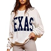 Yinawsky Texas Womens Sweatshirt Crewneck Long Sleeve Graphic Print Drop Shoulder Pullover Shirts Tops