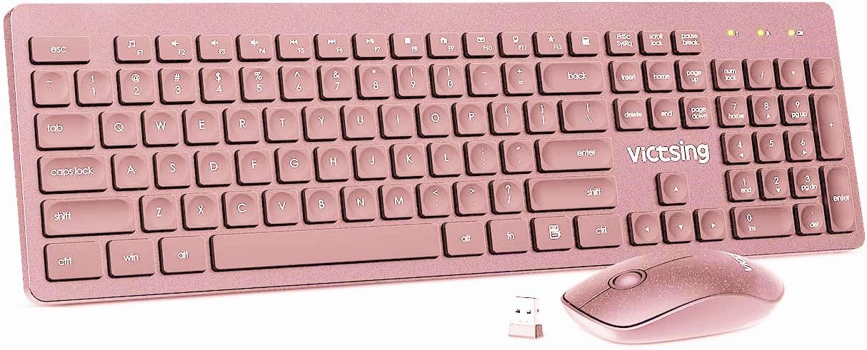 VicTsing Wireless Keyboard and Mouse [Whisper Quiet], 2.4GHz Wireless Keyboard Mouse Combo, Computer Keyboard and Wireless Mouse, USB Unifying Receiver, for PC Computer Laptop Windows iMac,Black: Computers & Accessories