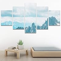 SIGNWIN 5 Panel Canvas Wall Art Modern Art Expressive Landscape Modern Mountain Top Multicolor Photography for Home Decorations Ready to Hang - 60