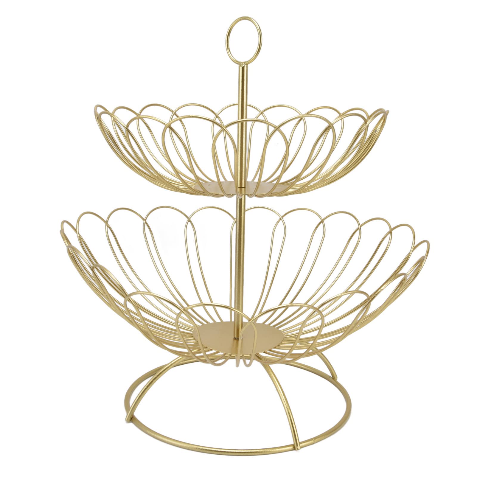 2 Tier Fruit Bowl, Gold Fruit Basket Detachable Serve Bowl Ornament Serving Bowl Fruit Bowls for Home Decoration