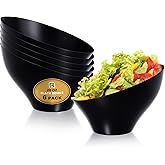 R-kay 6 Pack Angled Candy Bowls - Black Plastic bowls 20 Oz - Premium Plastic Serving Bowls Heavy Duty For Weddings Catering, parties, And All Occasions (Black, Medium)