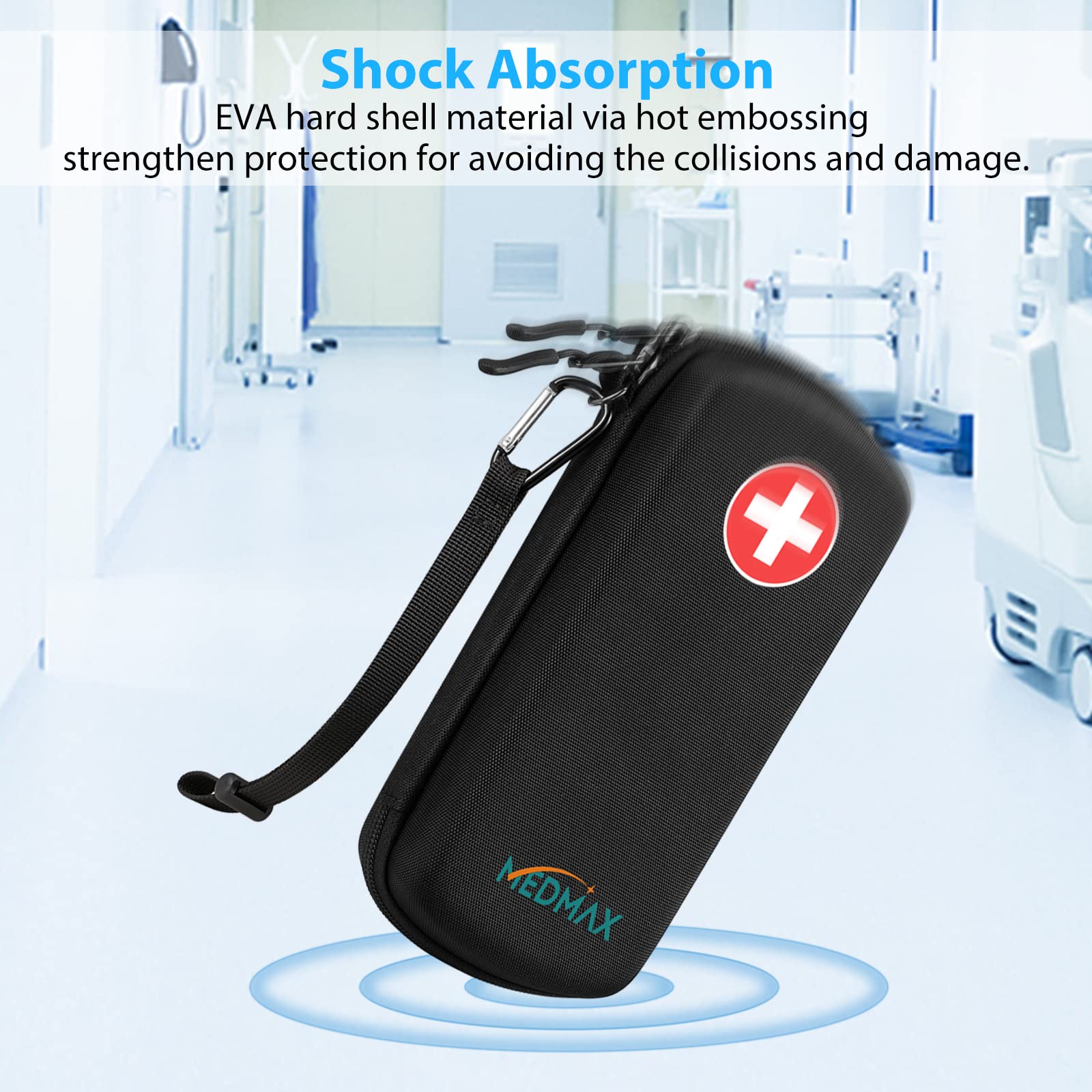 Hard Shell Insulin Cooler Travel Case with 2 Ice Pack, Shock Absorption Insulated Diabetic Medication Organizer Carrying Bag with Extra Pouch for Insulin Pen and Other Diabetic Supplies, Black