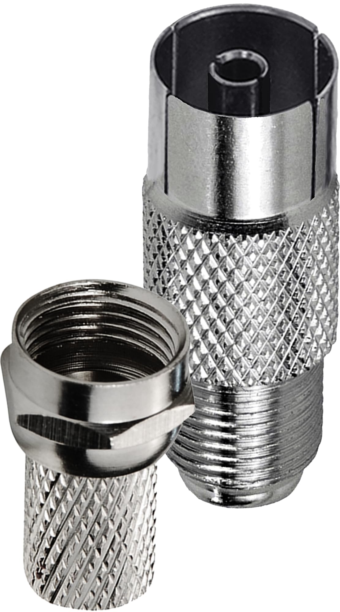 1STec 1 x Screw Type Female Coaxial TV Socket with Standard F-connector for 6mm RG6 CT100 WF100 Freeview Satellite Aerial Extension Wire to a Push on to Male UHF Coax Replacement Termination Adaptor