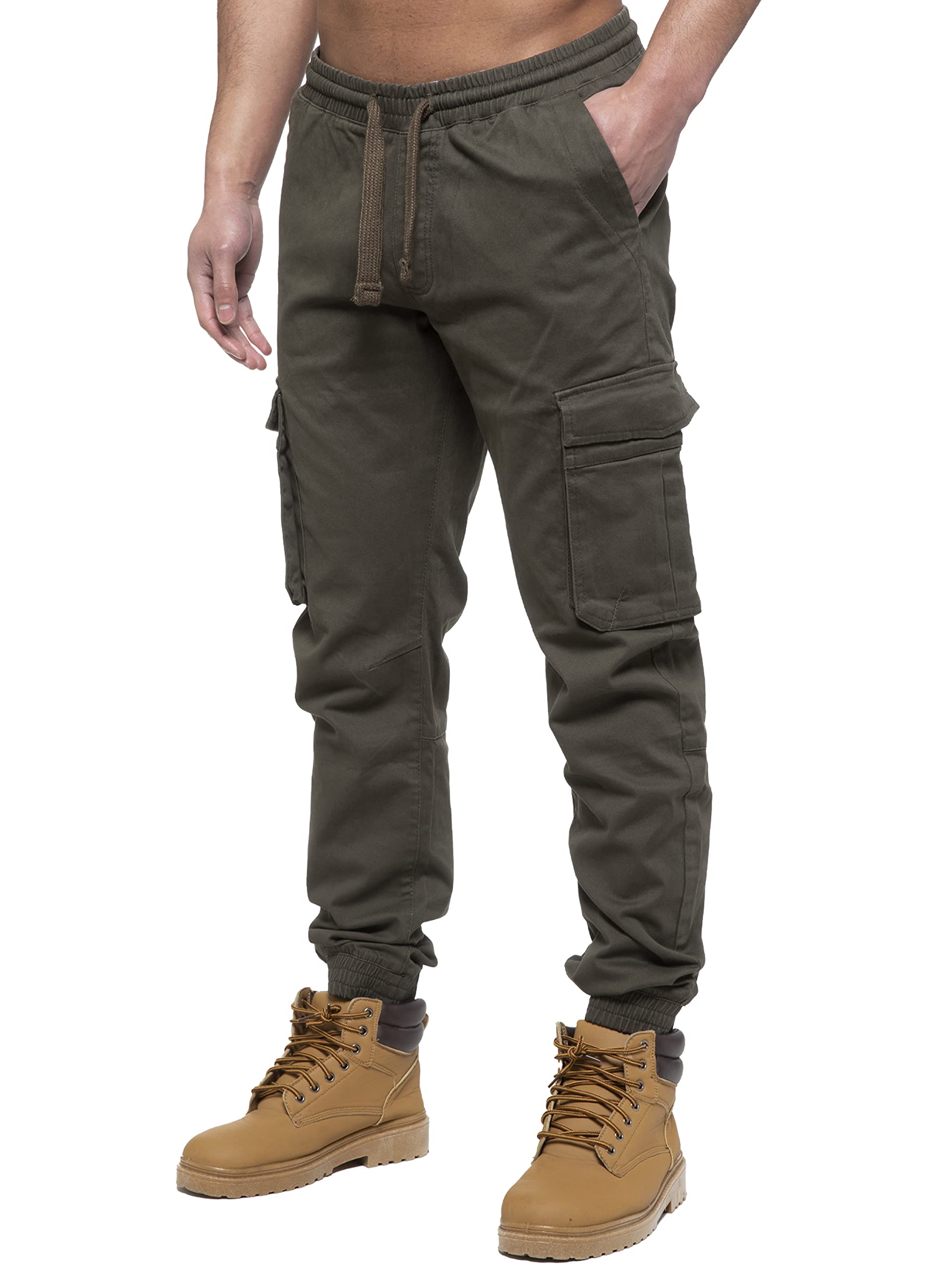 989Zé ENZO Men's Cargo Jeans, Mid Rise Stretch Pants with 5 Pockets, Ez427, 98% Cotton 2% Elastane, Long Length, Machine Washable