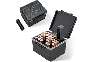 JJC AA AAA Battery Case Holder for 20 Double A Battery and 14 Triple A Battery with Removable Battery Tester, Water-Resistant