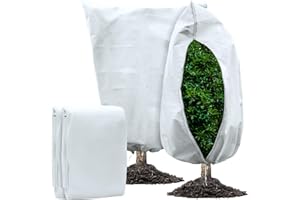 GONLEI 2 Pack Winter Plant Covers Freeze Protection Large 31.7" X 47.7" Frost Cloth Plant Freeze Protection Frost Blankets for Outdoor Plant Blankets Freeze Protection Frost Tree Cover with Zipper Drawstring