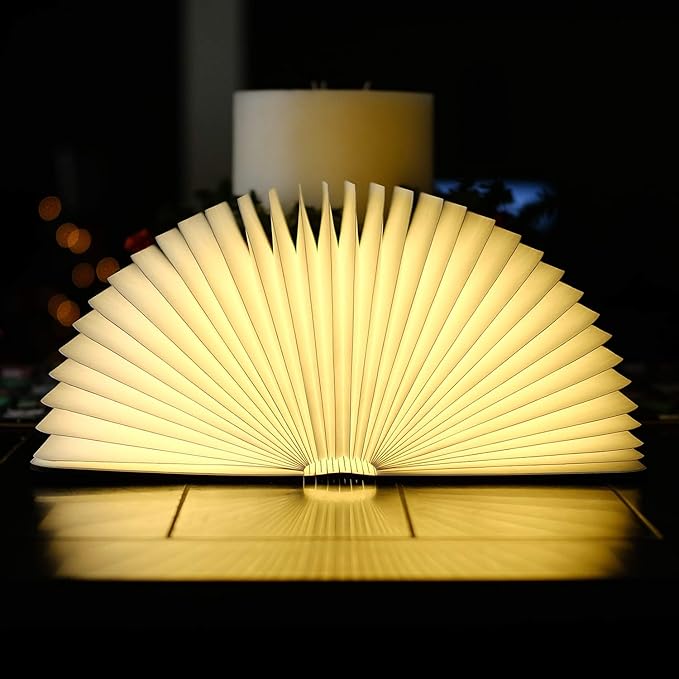 Wooden Folding Book Light 2,500 mAh with USB Rechargable Book Shaped