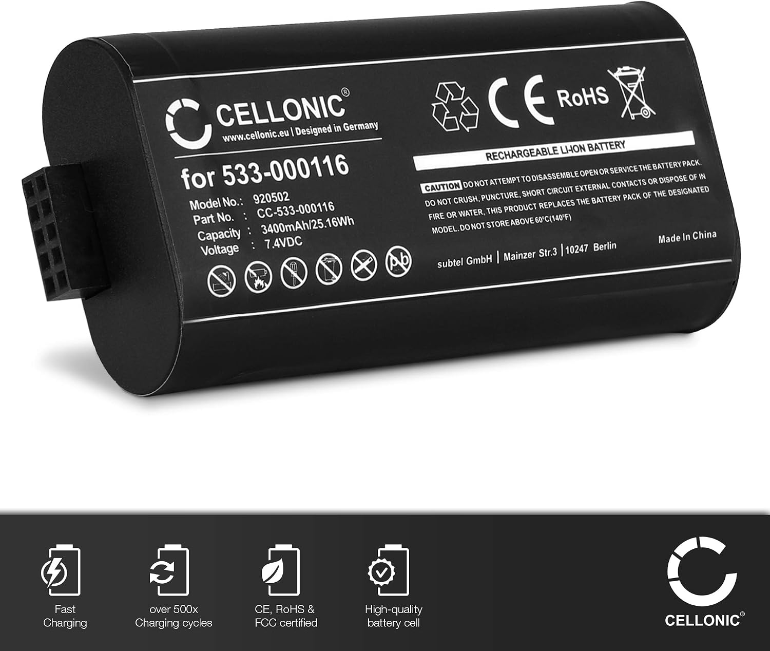 CELLONIC 1x Battery for Speaker Compatible with Ultimate Ears UE MegaBoom, S-00147, Compatible with Logitech 533-000116 - Image 3