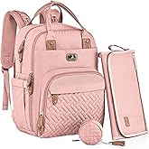 Dikaslon Diaper Bag Backpack with Portable Changing Pad, Pacifier Case and Stroller Straps, Large Unisex Baby Bags for Boys Girls, Multipurpose Travel Back Pack Moms Dads, Pink