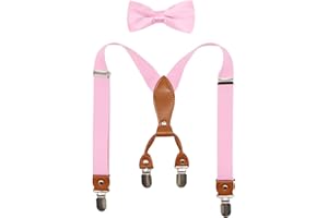 BIOTERTI Suspenders & Bowtie Set for Kids and Baby - Adjustable Elastic X-Band Strong Braces