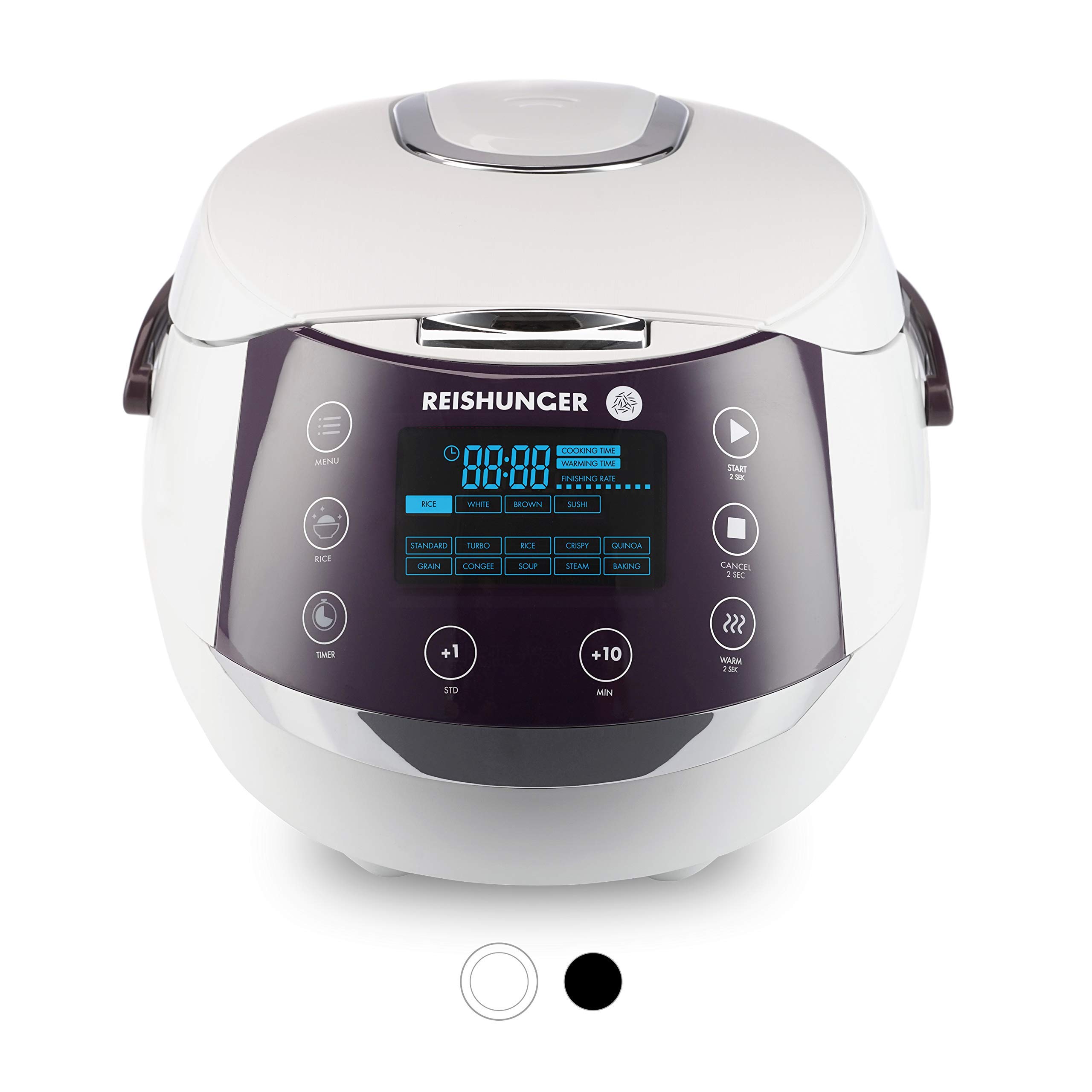 Reishunger Digital Rice Cooker and Steamer in White with Keep Warm