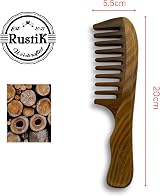 RustiK Sandalwood Wide Tooth Comb Anti Static Detangling Wooden Hair Brush view 6