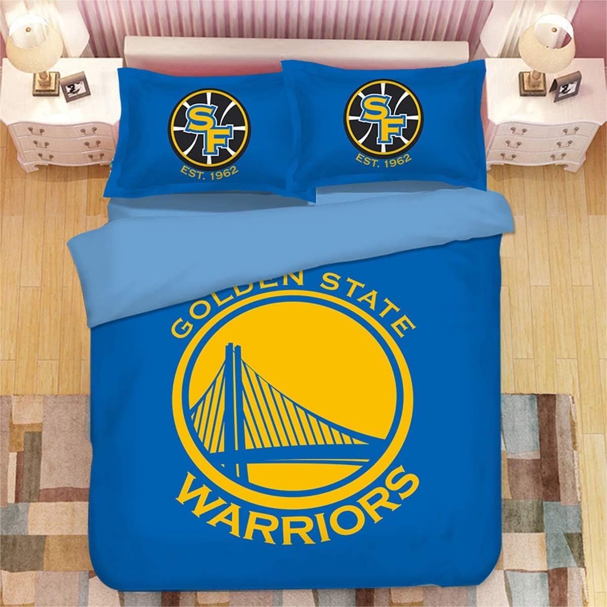 Funda Nórdica De Baloncesto Para Cama Individual — Diseño Azul Y Rojo, Microfibra, Incluye Funda De Almohada, Para Niños Y Jóvenes