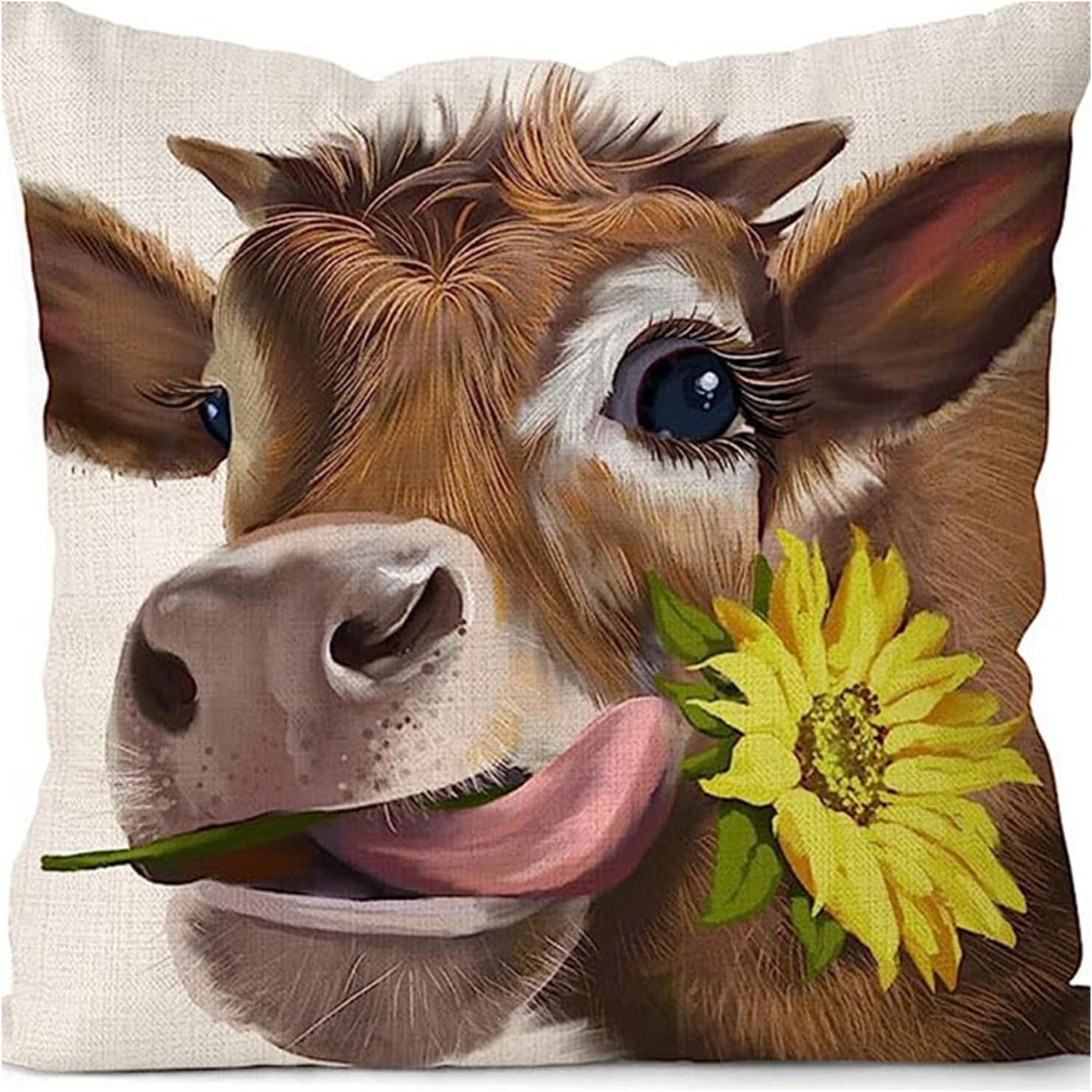 ZFENGYYUAN Highland Cow Cushion Cover Home Throw Pillow Case 45cm X 45cm Boho Home Decor Pillow Cover Gifts Sofa