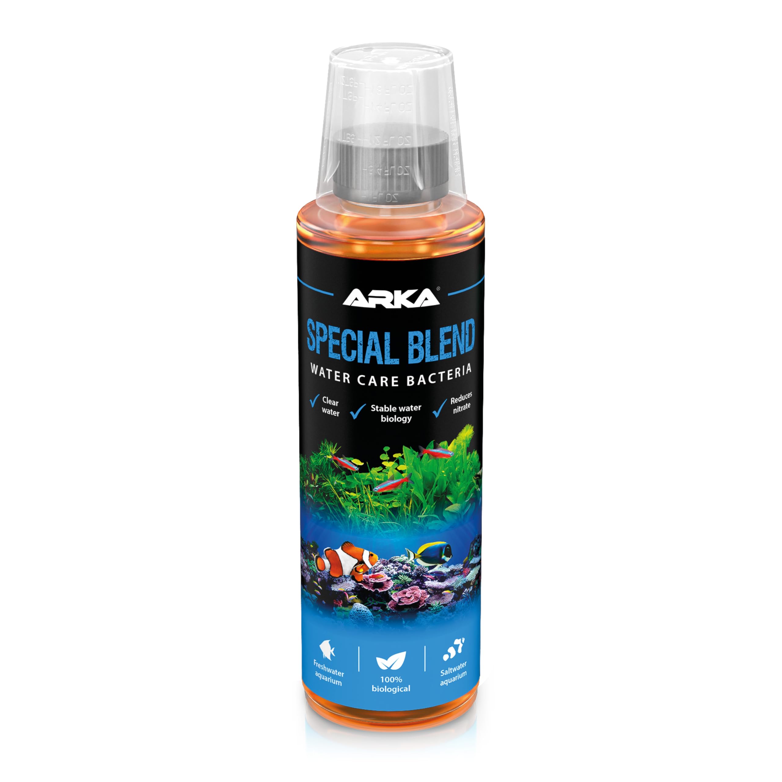 Aquarium bacteria 236 ml – biological nitrate remover & waste cleaner – improves water clarity & odour control – for medium aquariums – ARKA Special Blend