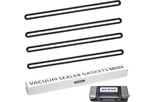 IMPRESA 4-Pack Foam Vacuum Sealer Gaskets - Compatible with Nesco VS-12-13-5/8 x 1/4 x 3/8 in Black Silicone - Upper & Lower Replacement Gaskets & Vacuum Seal Gasket Set - Extend Food Freshness