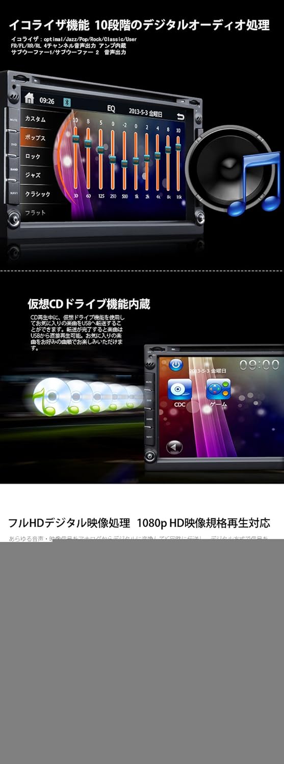 Amazon G2113j 1年保証 6 95インチデジタルタッチスクリーン Avi Vcd Mp3 Cd Dvd対応カーナビ オーディオ一体型ナビ 車 バイク