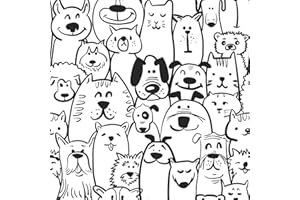 Heroad Peel and Stick Wallpaper Black and White Contact Paper Dog Wallpaper Modern Cute Puppy for Nursery Room Bedroom Bathroom Cabinets Vinyl Roll Self-Adhesive Waterproof 17.3" x 118"