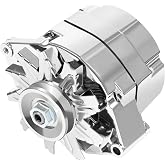 Alternator Chrome 1 Wire Self Exciting Street Rod for GM 305 350 BBC SBC | GDSMOTU Alternator ADR0335-C 240-203-3DC 7127-SE105C, 100 Amp/12Volt, 1-Groove 10SI Series