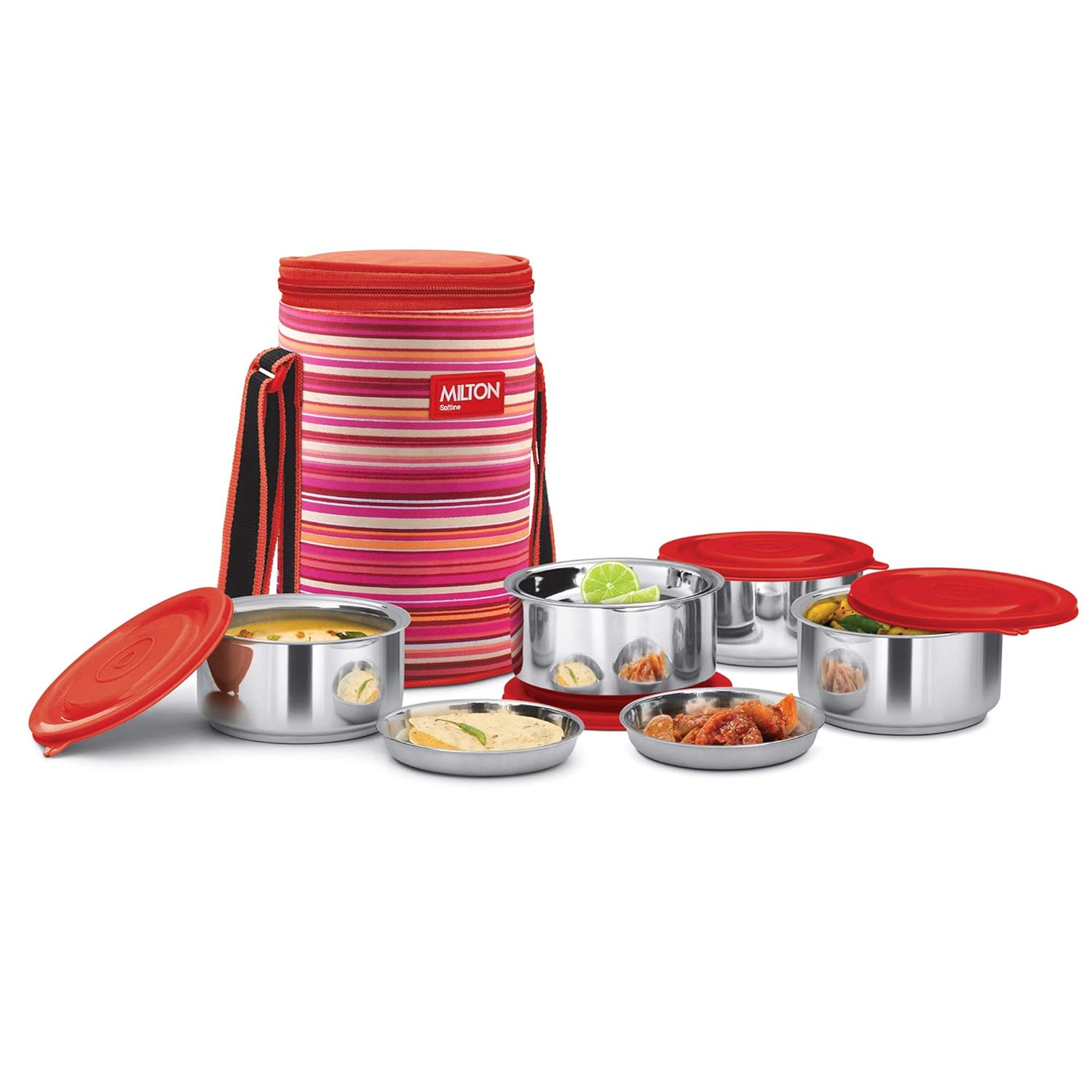 Buy Milton Ribbon 4 Stainless Steel Lunch Box with Jackets, Set of 4