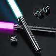 Lightsaber, Light Sabers with RGB 15 Colors, USB Rechargeable Lightsabers with FX Sound and Motion Sensors, Light Saber Sword Toy for Kids, Halloween Xmas Gift, Galaxy War Fighters Cosplay, 2Packs