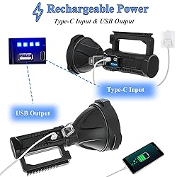 Rechargeable Spotlight, 2,000,000L High Lumens Led