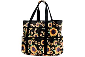 Becokan Beach Bags for Women, Large Beach Tote Bag with Zipper Pockets Beach Bag Waterproof Sandproof Travel Nurse Tote Bag