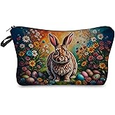 Livel lhood Easter Bunny Makeup Bag Cute Small Organizer Zipper Pouch Easter Egg Bunny Cosmetic Bag Easter Birthday Present for Women Friends